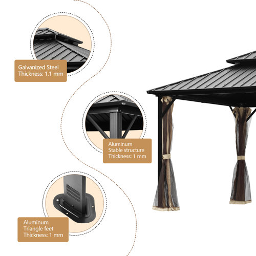 Zenova 12 Ft. W x 10 Ft. D Aluminum Grill Gazebo & Reviews Wayfair